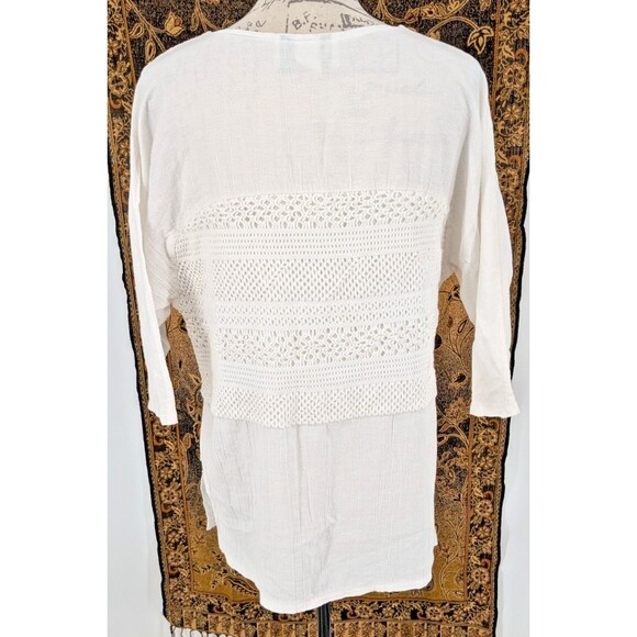 Ariel by Peter Keyloun Top White Cotton Crochet  Small VTG - Picture 4 of 10
